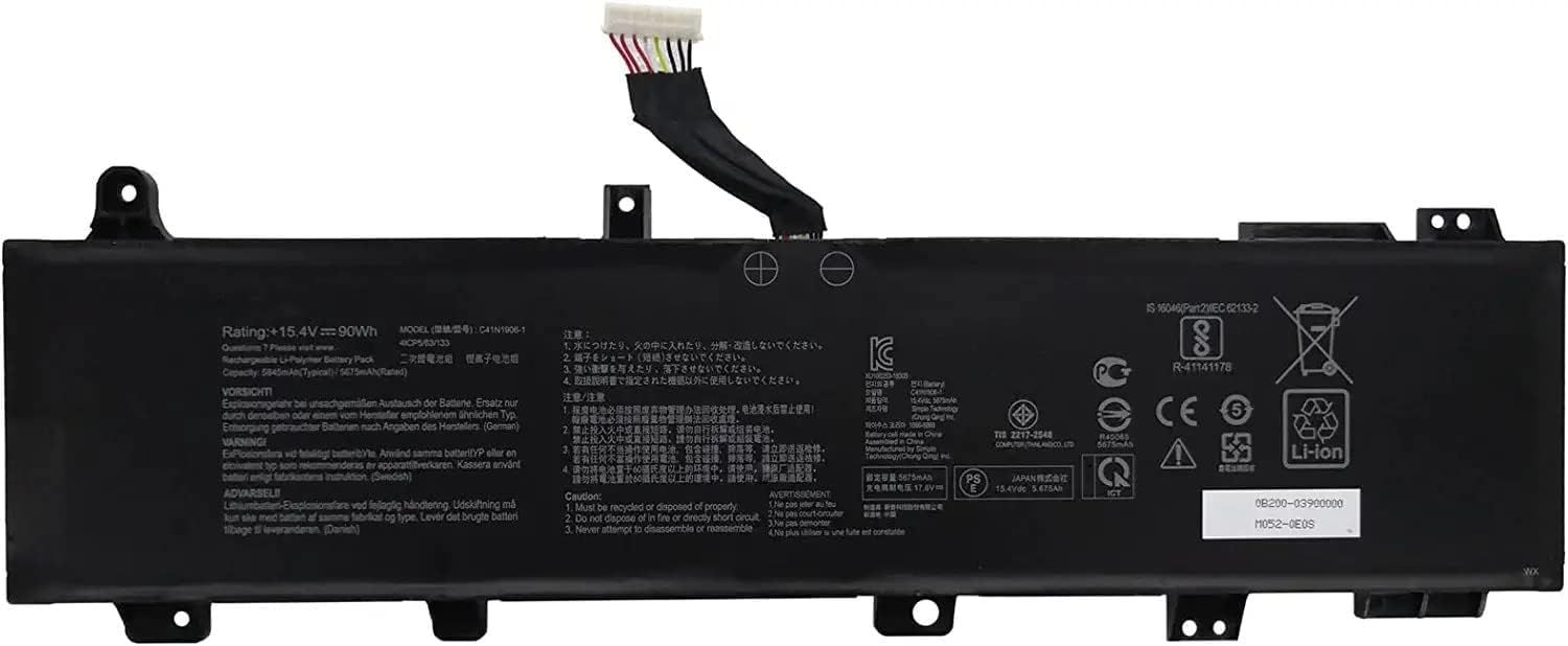 C41N1906-1 B0B200-03620000 0B200-03590000 Batterie d'ordinateur Portable Compatible avec ASUS ROG Zephyrus Duo 15 GX550 TUF Gaming A15 FA506 FA506QR 2021 A17 FX766IU F15 FX506 Series(15.4V 90Wh)