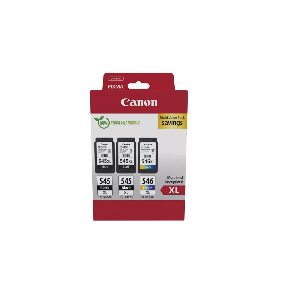 Canon PG-545 XL/CL-546XL Photo Value Pack - Brillant - pack de 2 - à rendement élevé - noir, couleur (cyan, magenta, jaune) - original - 100 x 150 mm 50 feuille(s) boîte de suspension - jeu de... Canon PG-545 XL/CL-546XL Photo Value Pack - Brillant - pack de 2 - à rendement élevé - noir, couleur (cyan, magenta, jaune) - original - 100 x 150 mm 50 feuille(s) boîte de suspension - jeu de...