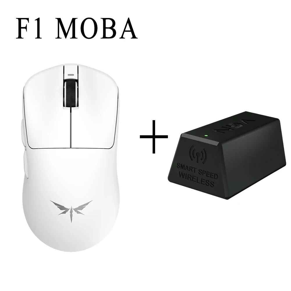 VGN-Souris de jeu sans fil Dragonfly F1 ature a Pro Max,récepteur 4K,mode touristes,2.4g,filaire,F1 Pro Max,PC,cadeau - Type F1 Moba 4K White