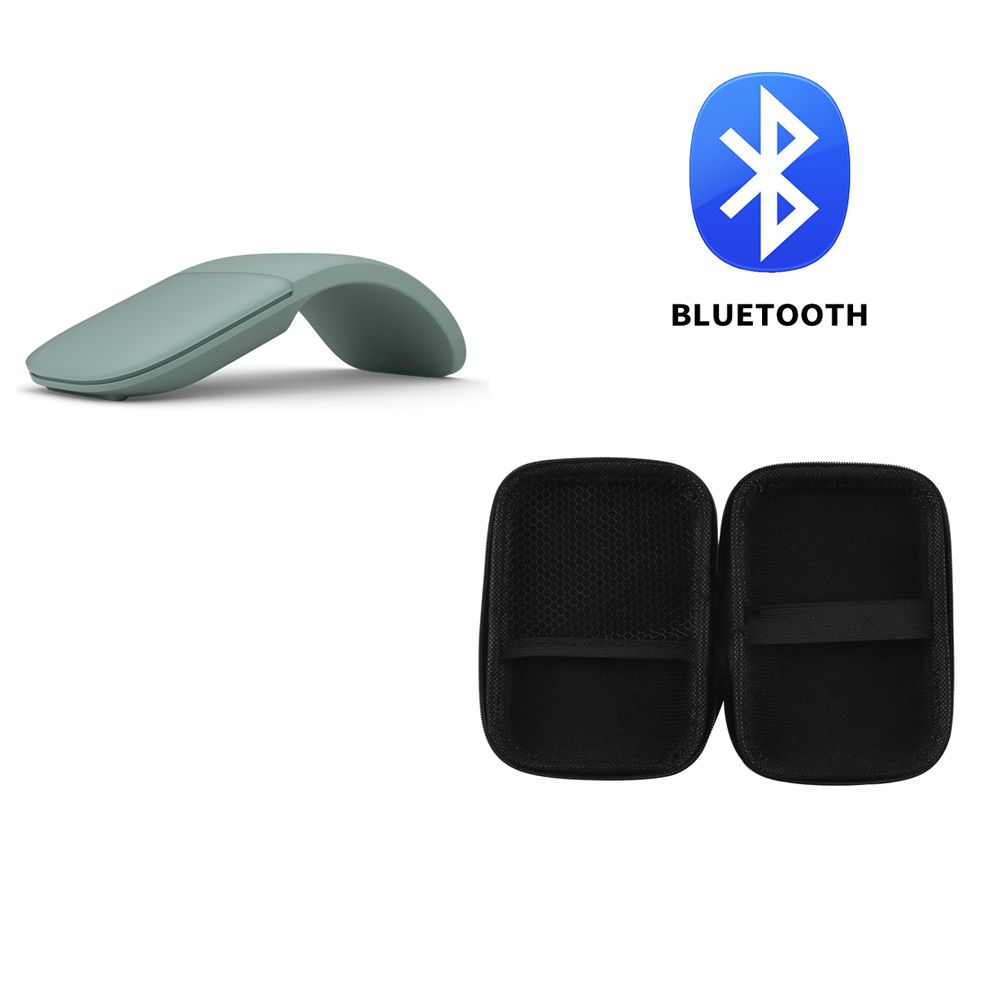 Souris optique sans fil Bluetooth pliable ultra mince,périphérique tactile,silencieuse,pour Microsoft PC,ordinateur portable,tablette - Type Green with bag