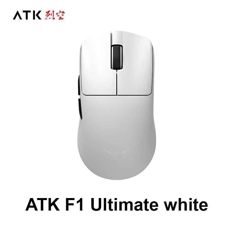 Souris sans fil série ATK Blazing Sky F1,souris de jeu légère,mode touristes filaire ou sans fil,dongle 8K gratuit,Paw3950,stock prêt - Type F1 Ultimate White