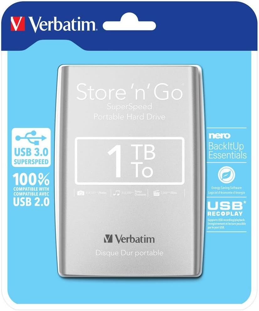 1To Store n Go USB 3.0 2.5" HDD Ext - Argent