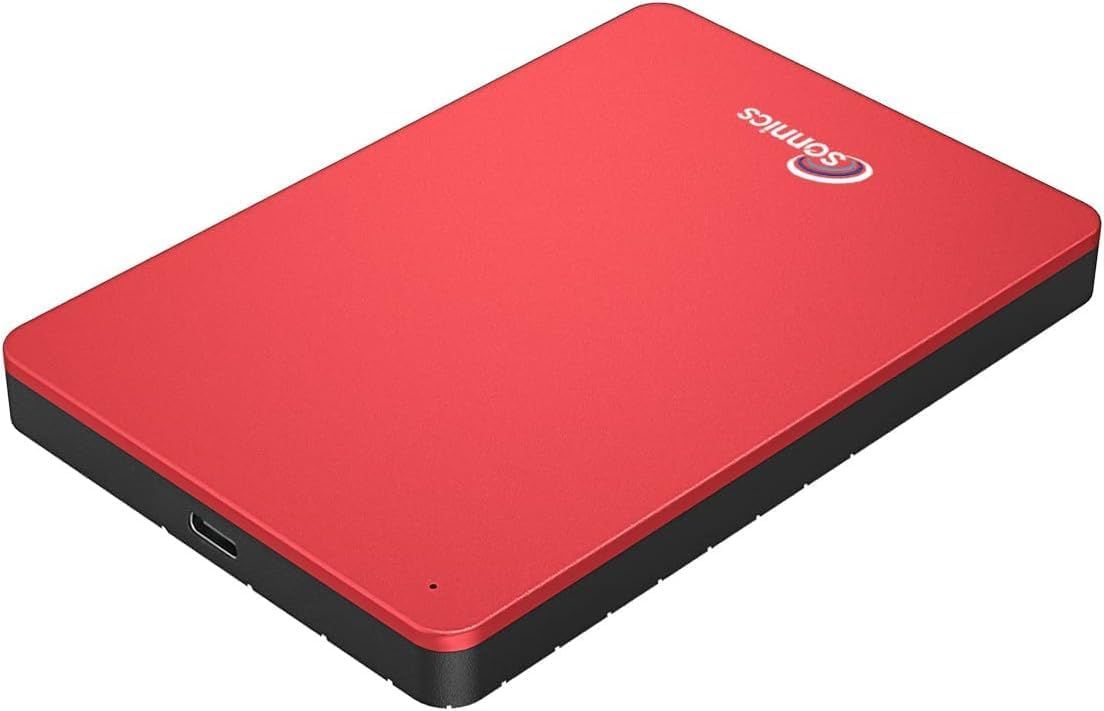 500GB Type C USB 3.1 Externes Portable Durs Disques pour Fenêtres PC, Mac, Smart TV, Xbox One/Série X & PS4 /PS5, Rouge