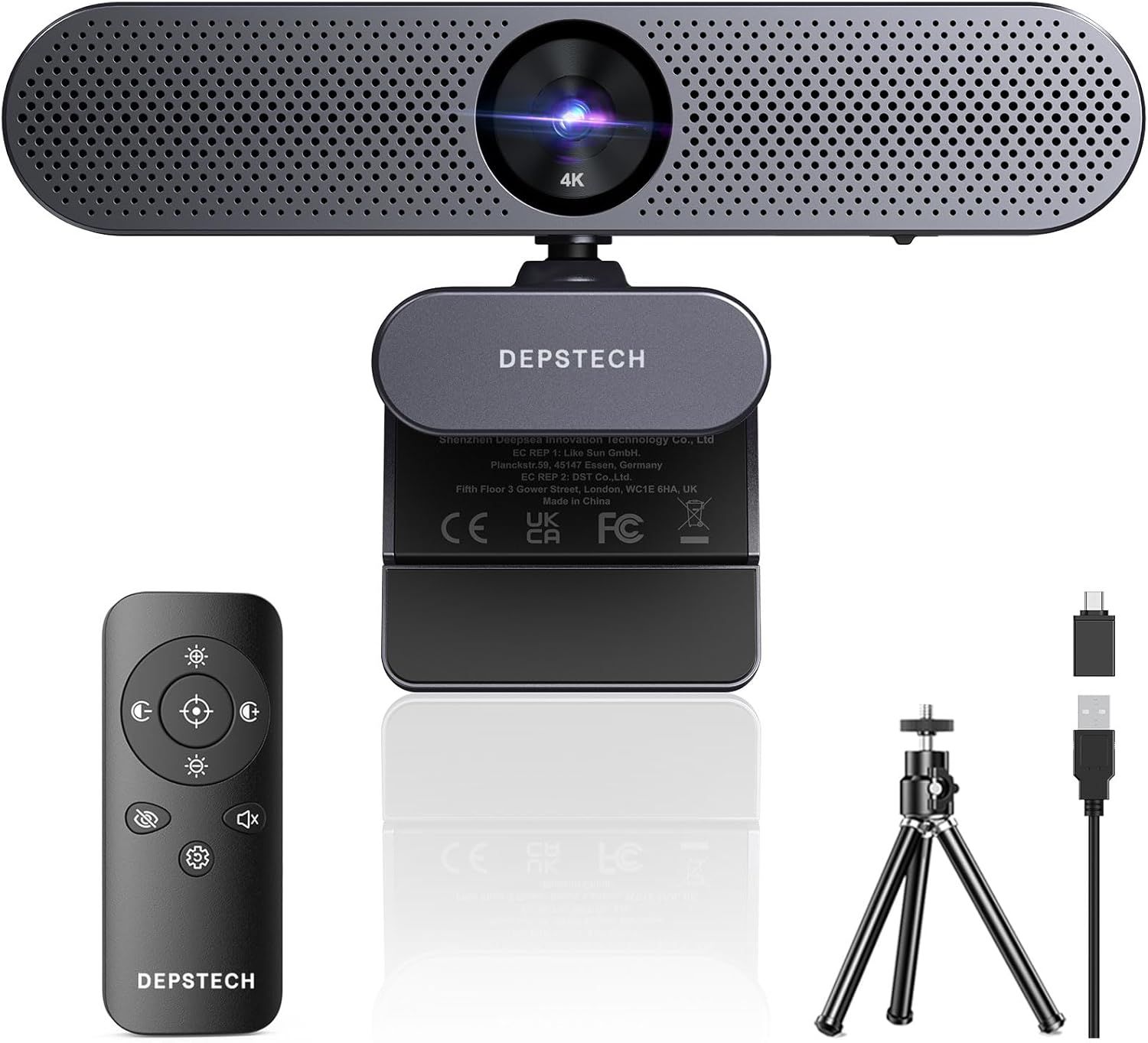 Webcam 4K, DW50 Webcam PC avec Microphone 8MP HD Autofocus Web Caméra avec Sony Sensor, Cache Webcam & Remote Control, USB Camera Webcam Streaming pour Laptop/Mac/Teams/Zoom/Appel vidéo