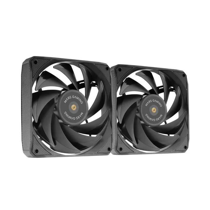 Mars Gaming MF-NCLX2, Kit 2x Ventilateurs 120mm PWM Ultra-Silencieux, Pales Hybrides, Roulement FDB Cuivre Hyper-Équilibré, Noir