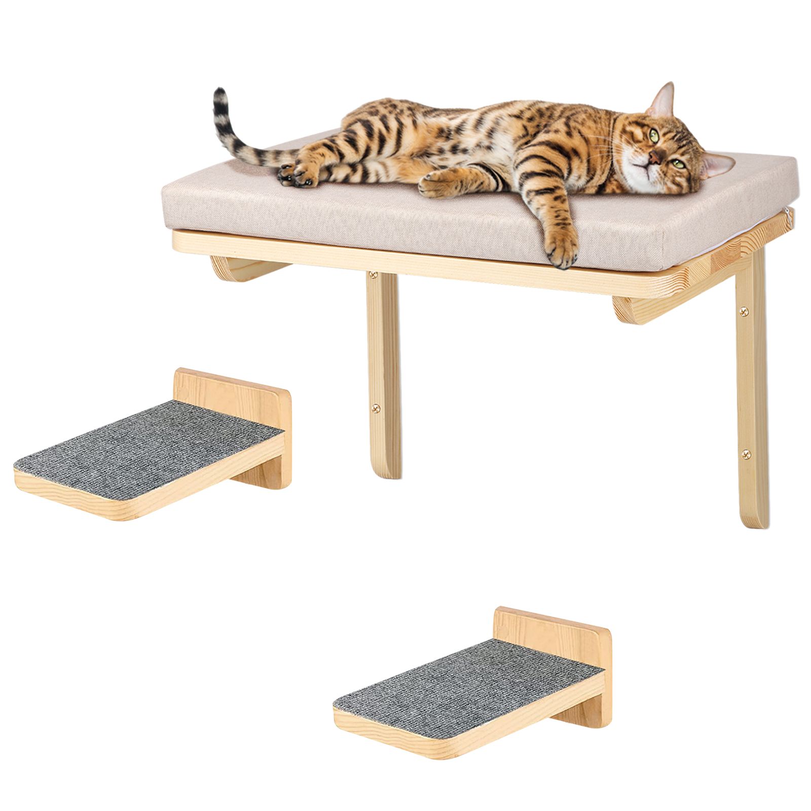 Étagère D'escalade Murale Pour Chat - Meuble Mural Pour Chat, Hamac Pour Chat, Lot De 3