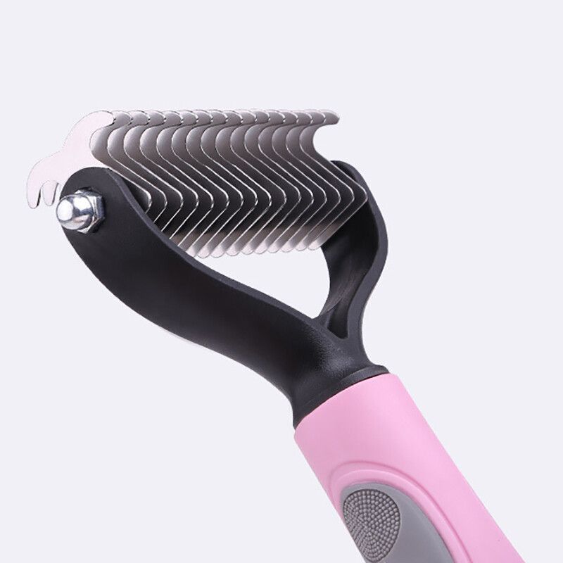 Peigne D'épilation Double Face Pour Chien,Meilleur Outil De Toilettage Pour Animaux De Compagnie,Utilisé Pour Enlever Les Tapis Et Les Enchevêtrements - Type Rose-10.5cm