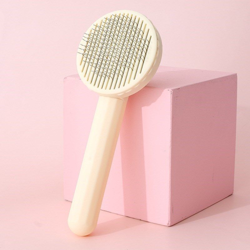 Brosse Autonettoyante Pour Animaux De Compagnie,Peigne Pour Chiens Et Chats,Accessoire De Toilettage Pour Chiots Et Chatons - Type Off White