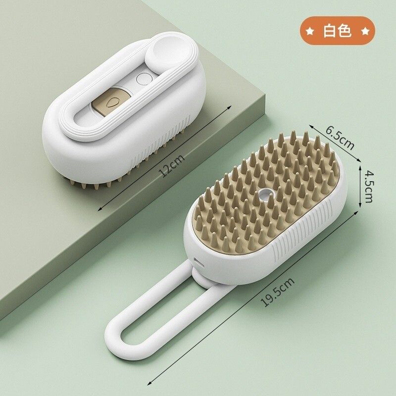 Brosse De Bain Steamy Cat Avec Vaporisateur De Vapeur Pour Massage Et Épilation,Peigne De Toilettage Pour Animaux De Compagnie,Essence Sans Lavage,13 En 1 - Type Handle White