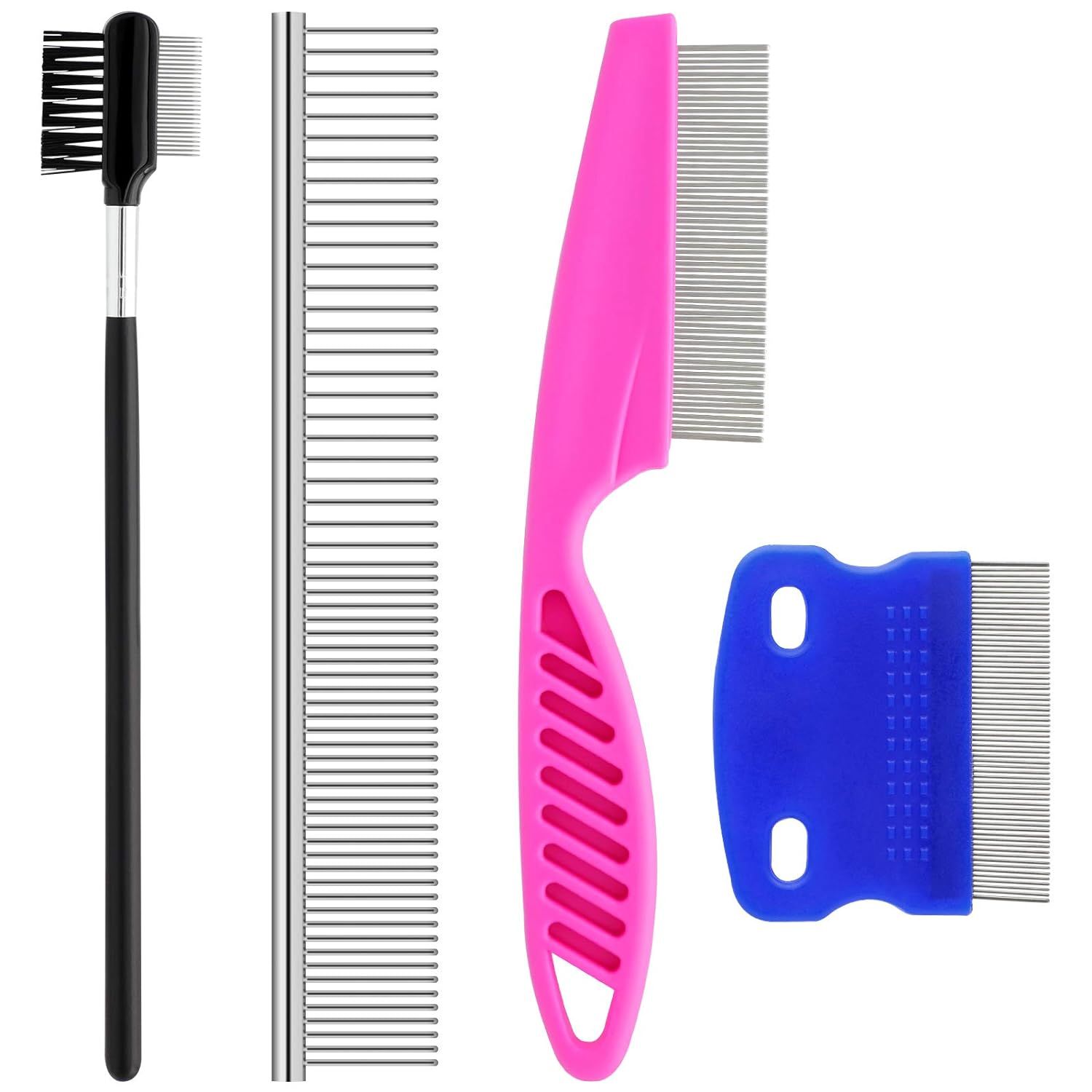 Kit De Peignes De Toilettage Pour Animaux De Compagnie,Adaptés Aux Petits Chiens,Détachant Pour Déchirure,Perte De Chat,En Acier Inoxydable,Ensemble D'outils Pour Fourrure,4 Pièces - Type 4pcs