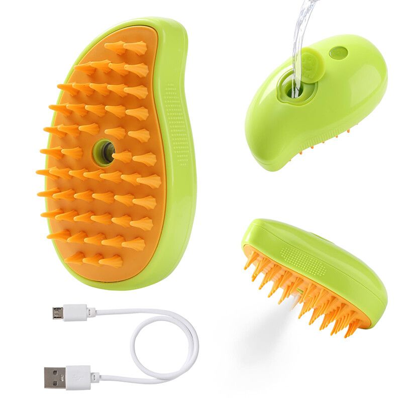 Brosse À Vapeur En Silicone 3 En 1 Pour Chat Et Chien,Peigne De Miles Pour Énergie Des Poils D'animaux,En Forme De Mangue - Type Green #B