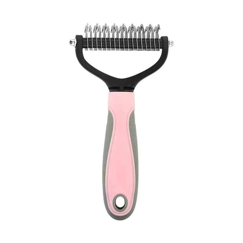 Brosse De Toilettage Double Face En Acier Inoxydable Pour Animaux De Compagnie,Peigne D'épilation Multifonction,Outil D'épilation Pour Chien Et Chat - Type Pink L 17teeth