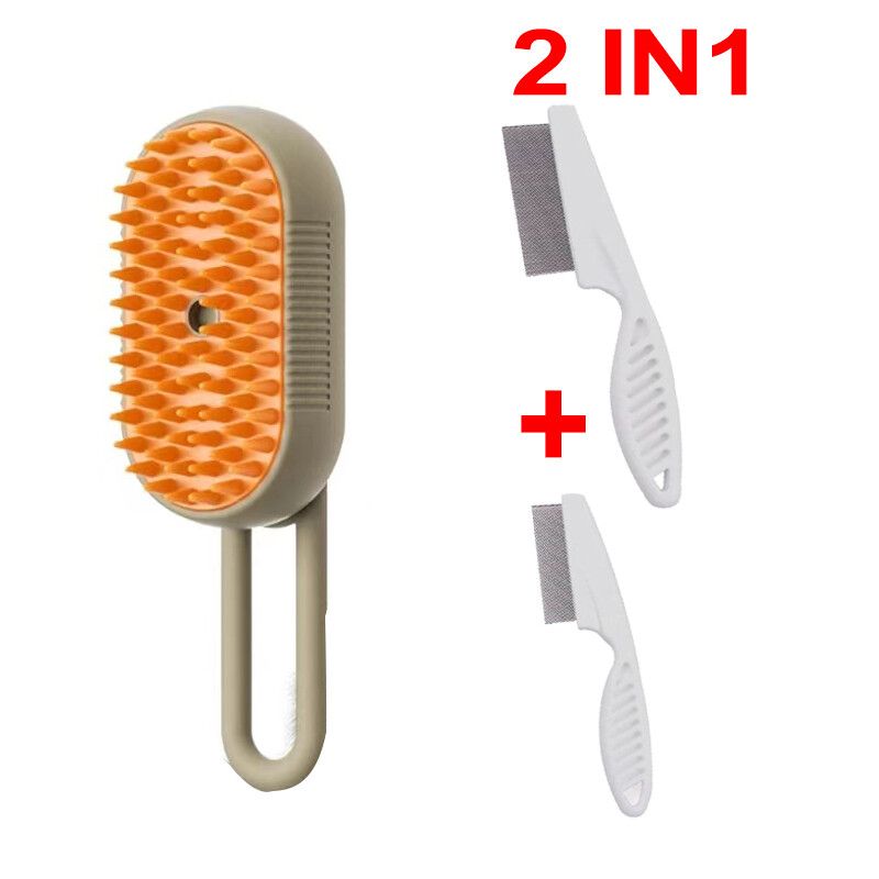 Brosse À Vapeur Électrique 2 En 1 Pour Animaux De Compagnie,Peigne De Toilettage,Énergie,Poignée Rétractable,Pour Chat Et Chien - Type Orange