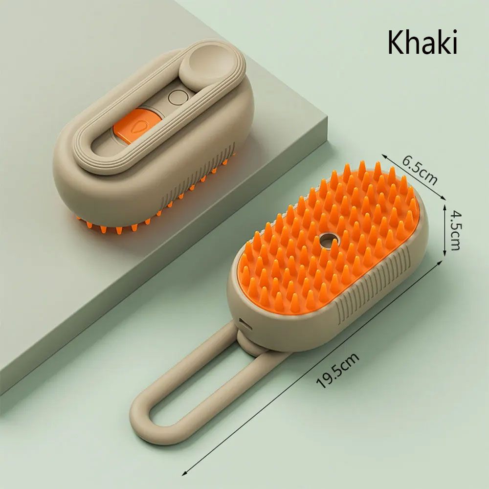 Brosse À Vapeur Électrique 3 En 1 Pour Animaux De Compagnie,Peigne De Toilettage,Énergie,Poignée Rétractable,Pour Chat Et Chien - Type Kahki-3pcs