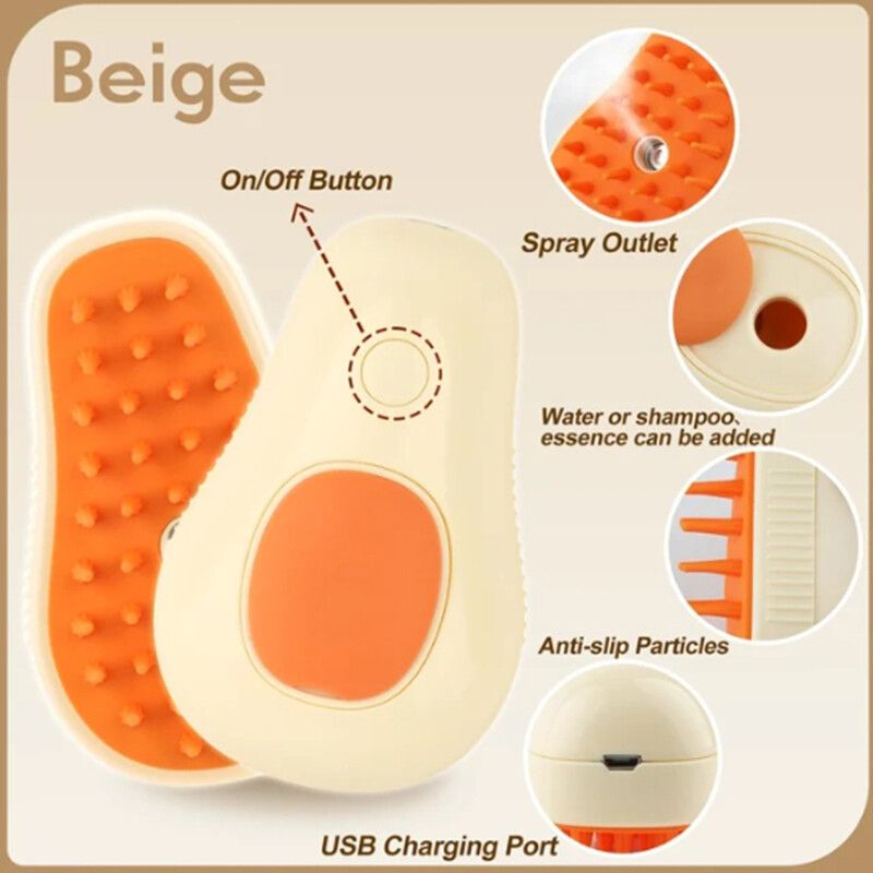 Brosse À Vapeur Électrique 3 En 1 Pour Animaux De Compagnie,Peigne Pour Chien Et Chat,Énergie,Toilettage,Épilation - Type Style-D-Beige #C