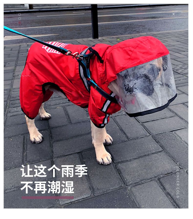 Imperméable Imperméable Pour Chien Avec Combinaison À Capuche Transparente,Vêtements Pour Chats,Costume De Veste - Type Rouge-Xxl