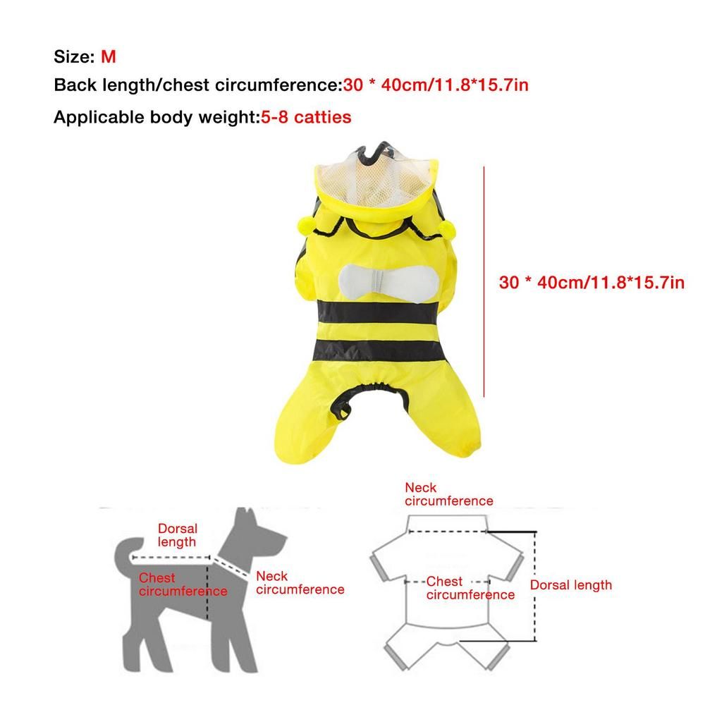 Imperméable Imperméable Pour Animaux De Compagnie Avec Capuche,Veste Pour Chiot,Vêtements D'extérieur Pour Chien,Combinaison Lavable Pour Chats,Forme D'équation,Fournitures - Type Yellow Bee Medium