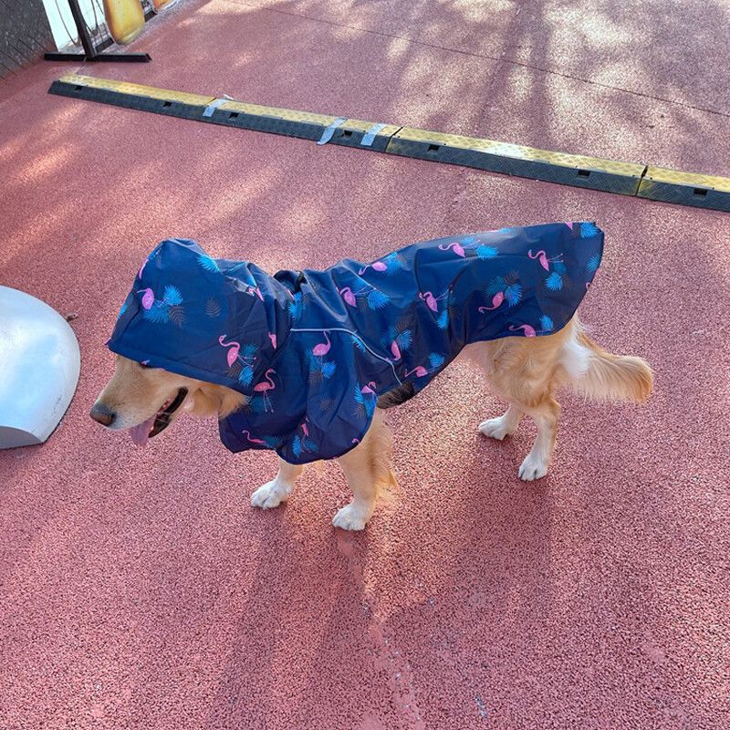 Imperméable À Capuche Imprimé Pour Gros Chien,Manteau De Pluie Rain550casting,Vestes Imperméables,Vêtements D'extérieur Pour Petits Chiens,Fournitures Pour Animau - Type Flamingo Pattern-36x51x34cm