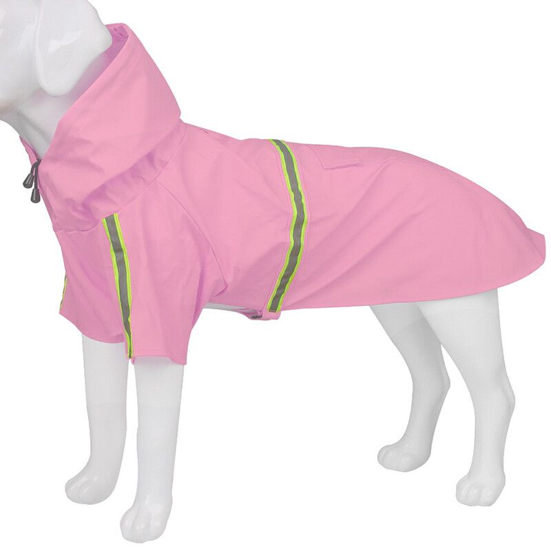 S-5xl Animaux Imperméable Petit Grand Chien Everak Manteau De Pluie Avec Coulée Rayure Imperméable Veste Extérieure Chiot Poncho - Type Pink-2xl