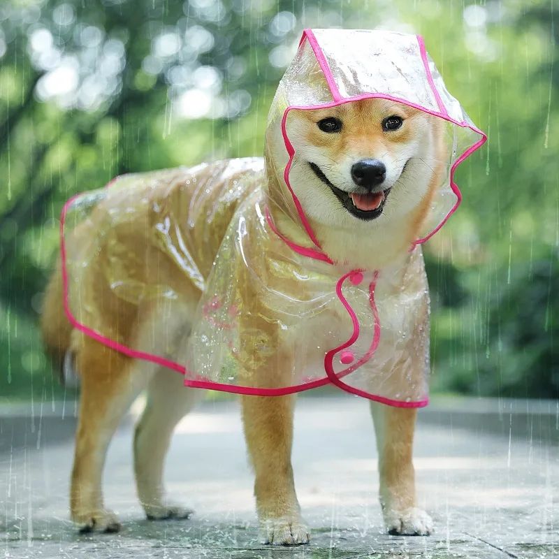 Poncho De Pluie À Capuche Transparent Pour Animaux De Compagnie,Vêtements De Pluie Pour Chiens,Veste Imperméable Pour Chiot,Vêtements En Pvc Souple Pour Petits Chiens - Type Pink-Xxl