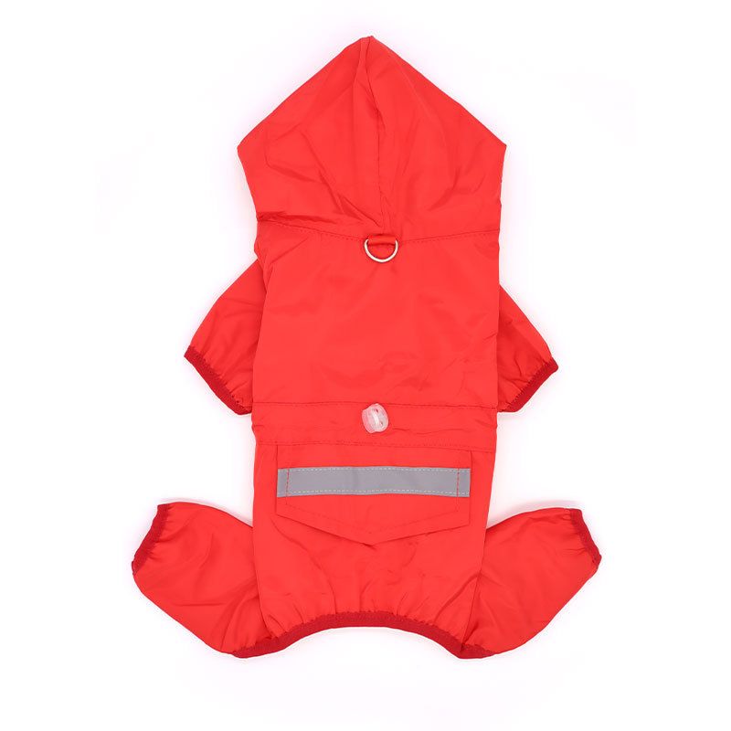 Imperméable À Capuche Imperméable Pour Chien À Quatre Pattes,Vêtements Monochromes Simples Pour Animaux De Compagnie,Costume De Petit Chien Camsolomon,Manteau De Pluie Extérieur,À La M - Type Red-L