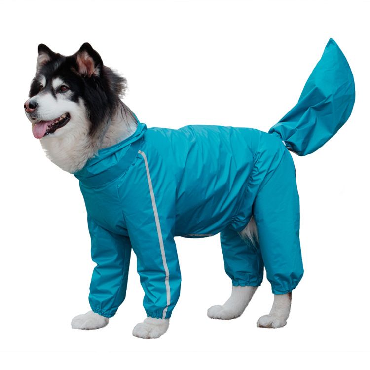 Combinaison Imperméable À Capuche Pour Animaux De Compagnie Avec Trou De Laisse,Imperméable Pour Chien,Couverture Complète,Doux,Extérieur,Moyen,Grand - Type Female Blue-8xl