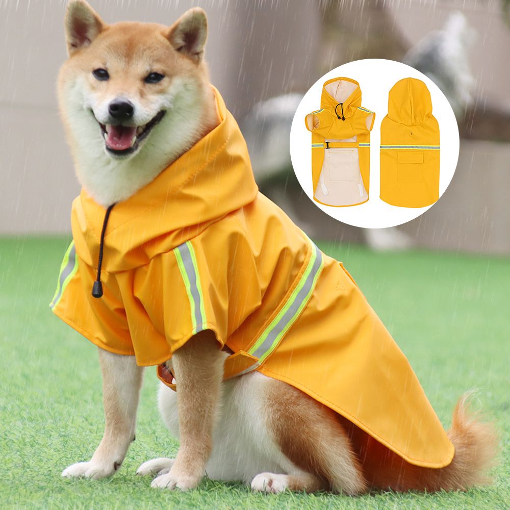 Veste De Pluie Légère Et Réglable Pour Grand Chien,Poncho À Capuche Avec Bande Coulée (Jaune) - Type Yellow-4xl