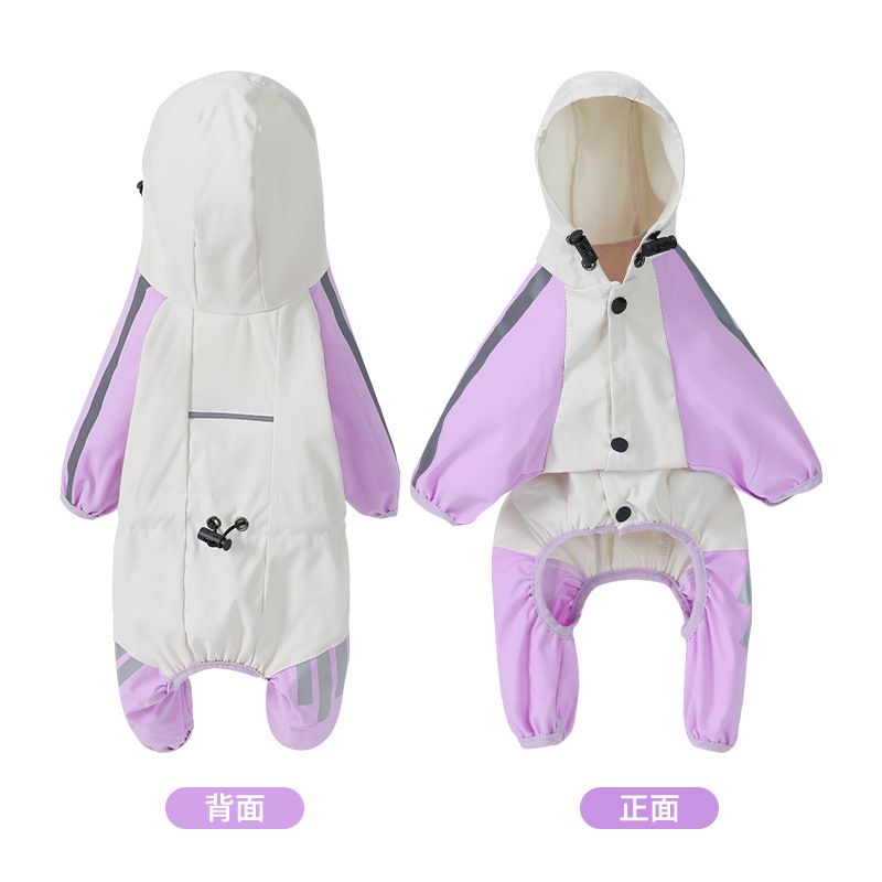 Imperméable Portable Pour Chien À Quatre Pattes Avec Chapeau Imperméable,Vêtements Pour Animaux De Compagnie,Temps De Pluie,Sortie,Petit Chien,Ours En Peluche,Grand Chien - Type Purple-M