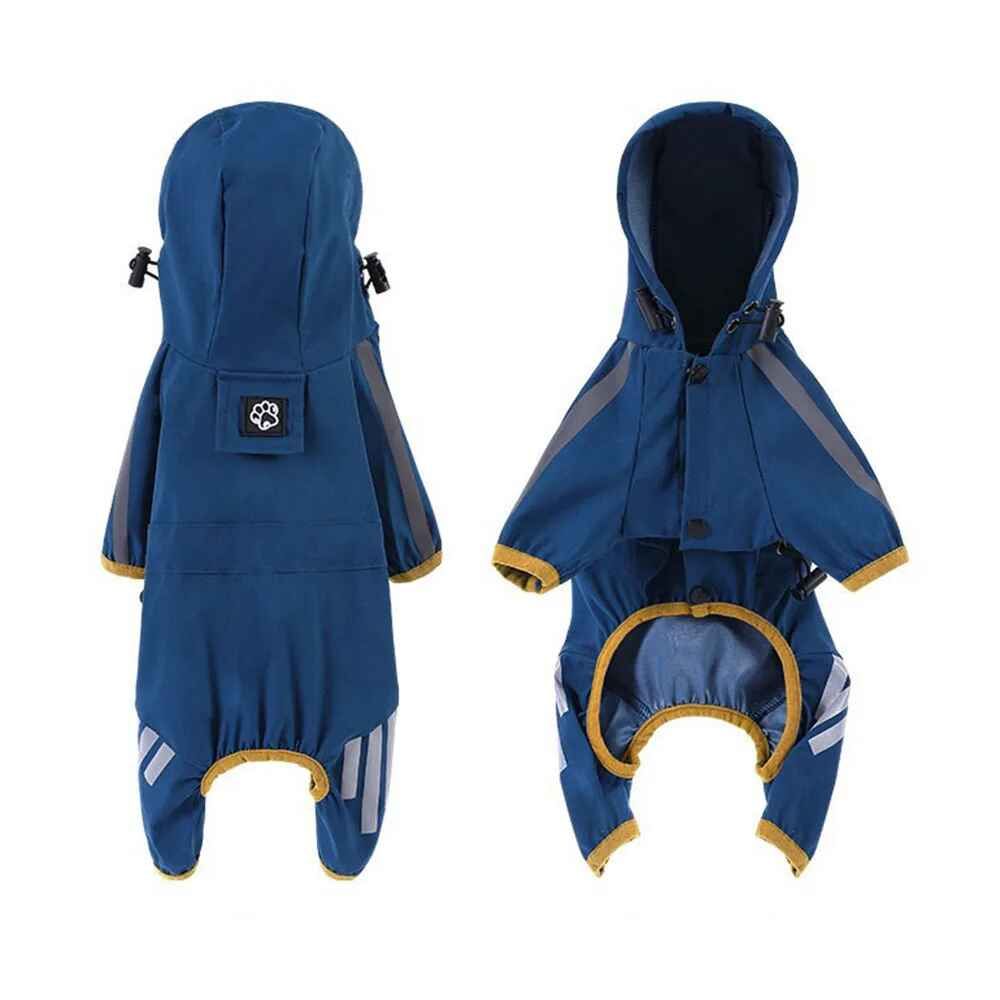Manteau De Pluie Imperméable Pour Chien Et Chat,Combinaison À Capuche,Vêtements D'extérieur,Chiot,Fournitures Pour Animaux De Compagnie - Type Bleu-L