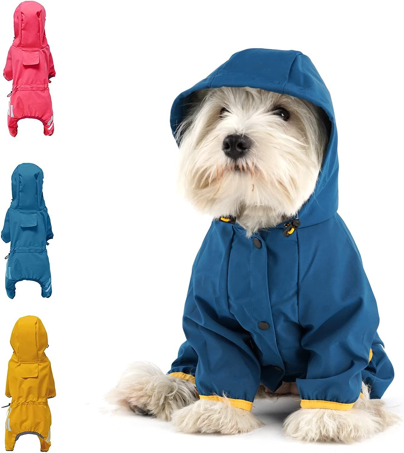 Imperméable Avec Capuche Pour Chien,Veste Solide À Quatre Pattes,Vêtements D'extérieur Pour Animaux De Compagnie,Vêtements Pour Chiot,Petits Et Moyens Chiens,Coulée,Chats - Type Bleu-Xl