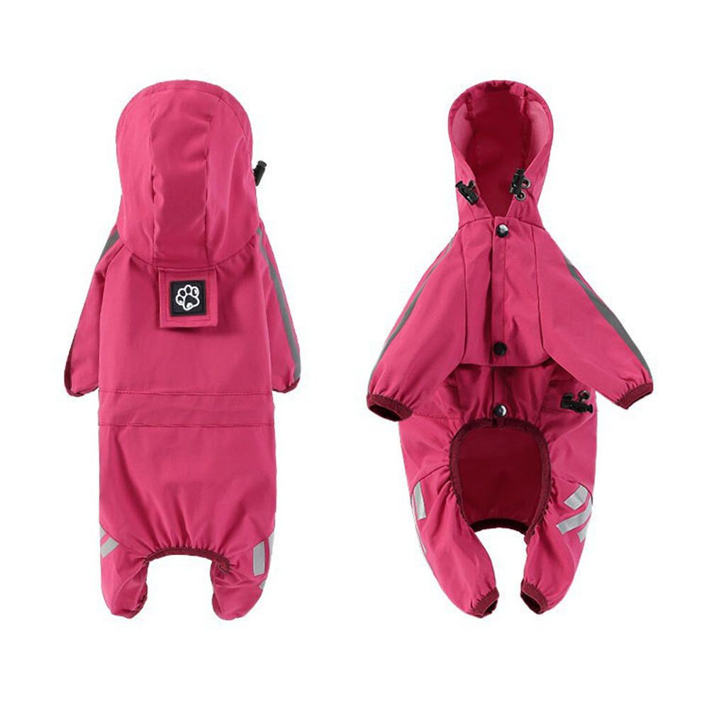 Combinaison Imperméable À Capuche Pour Animaux De Compagnie,Combinaison Chihuahua,Salopette Bouledogue Français,Petits Et Moyens Chiens,Pluie De Chiot Casting - Type Rouge-S