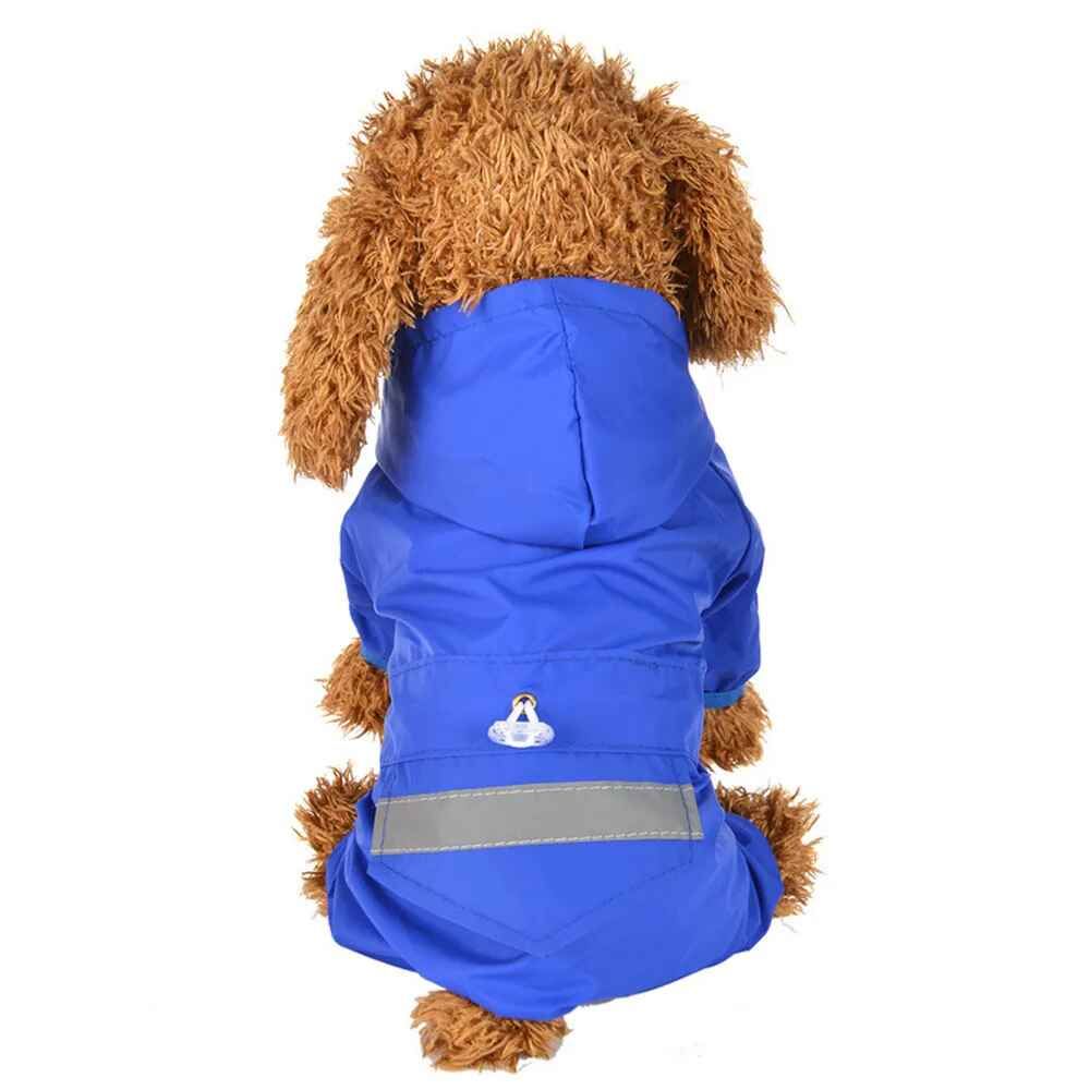 Imperméable À Capuche À Quatre Pattes Pour Chien,Veste De Pluie Imperméable Pour Petits Et Moyens Chiens,Poncho Pour Animaux De Compagnie,Vêtements Avec Anneau De Laisse - Type Bleu-M