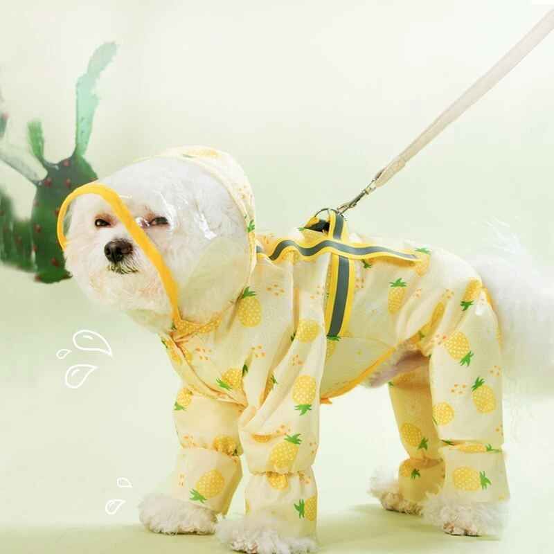 Imperméable Pour Chien De Compagnie,Manteau De Pluie Imperméable,Vêtements D'extérieur Pour Petits Et Moyens Chiens,Teddy,Bichon,Fn,Anian - Type Yellow-Pineapple-M