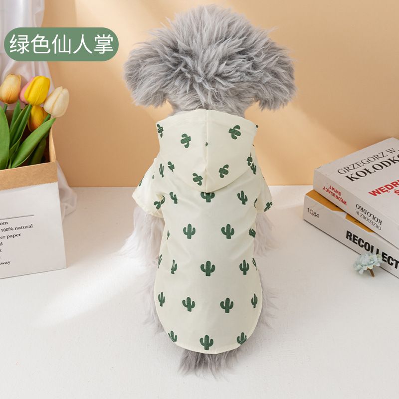 Imperméable De Dessin Animé À Manches Courtes Pour Animaux De Compagnie,Vêtements De Pluie Pour Chien,Vêtements D'extérieur Pour Chat,Mode Chiot - Type Cactus-M-Chest 38cm