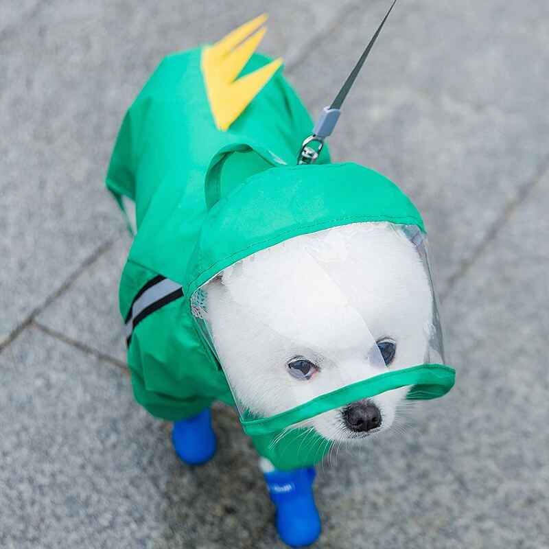Imperméable Pour Chien De Compagnie,Manteau De Pluie De Coulée Imperméable,Vêtements D'extérieur Pour Petits Et Moyens Chiens Teddy Bichon Fn Anian - Type Green Dinosaur-L