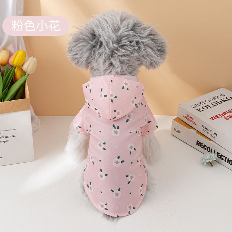 Imperméable De Dessin Animé À Manches Courtes Pour Animaux De Compagnie,Vêtements De Pluie Pour Chien,Vêtements D'extérieur Pour Chat,Mode Chiot - Type Small Flower-L-Chest 42cm