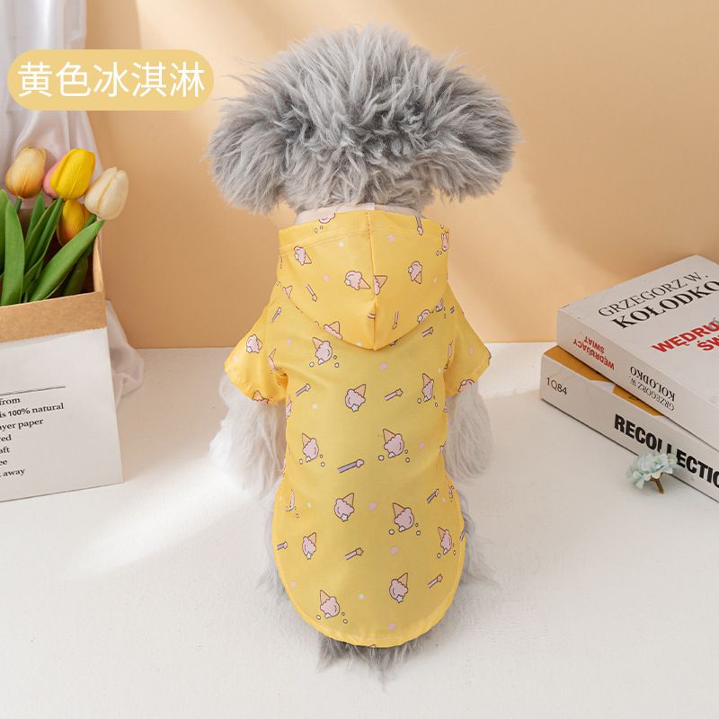 Imperméable De Dessin Animé À Manches Courtes Pour Animaux De Compagnie,Vêtements De Pluie Pour Chien,Vêtements D'extérieur Pour Chat,Mode Chiot - Type Ice Cream-L-Chest 42cm
