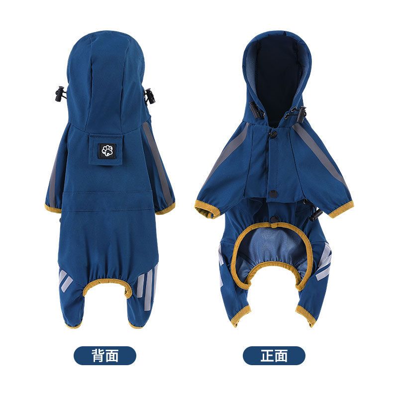 Imperméable Tractable Pour Chien À Quatre Pattes,Imperméable Pour Grands,Moyens Et Petits Chiens,Sortie Les Jours De Pluie,Bande De Coulée,Animal De Compagnie - Type Blue Grey-S 2-3 Pounds