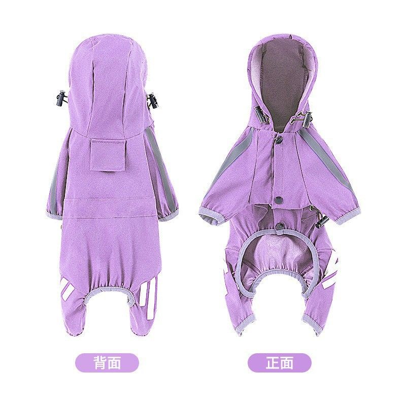 Imperméable Tractable Pour Chien À Quatre Pattes,Imperméable Pour Grands,Moyens Et Petits Chiens,Sortie Les Jours De Pluie,Bande De Coulée,Animal De Compagnie - Type Purple Grey-M 3-5 Pounds