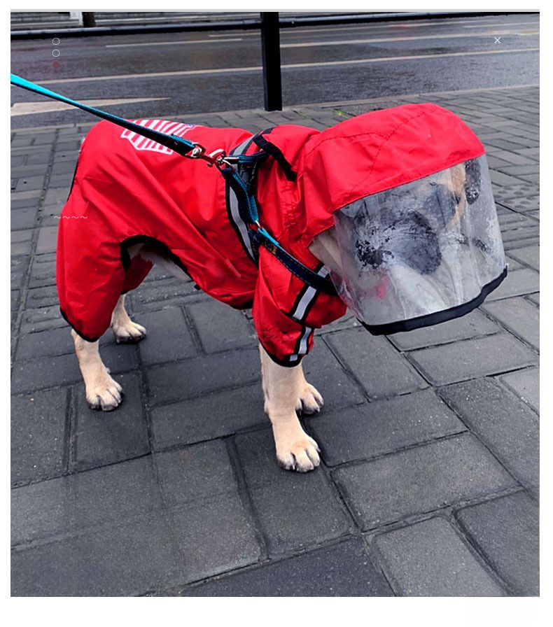 Imperméable À Quatre Pattes Pour Chien,Vêtement En Polyester,Pour La Saison De La Pluie,Pour Moyens Et Grands Animaux De Compagnie - Type Rouge-M