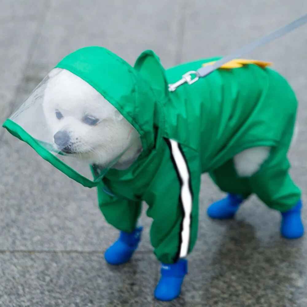 Poncho À Capuche Imperméable Avec Sangle De Coulée Pour Chiens Moyens,Veste De Pluie Pour Chiot,Imperméable,Équation De Miel,Ours,Everak - Type Green Dinosaur-Xl