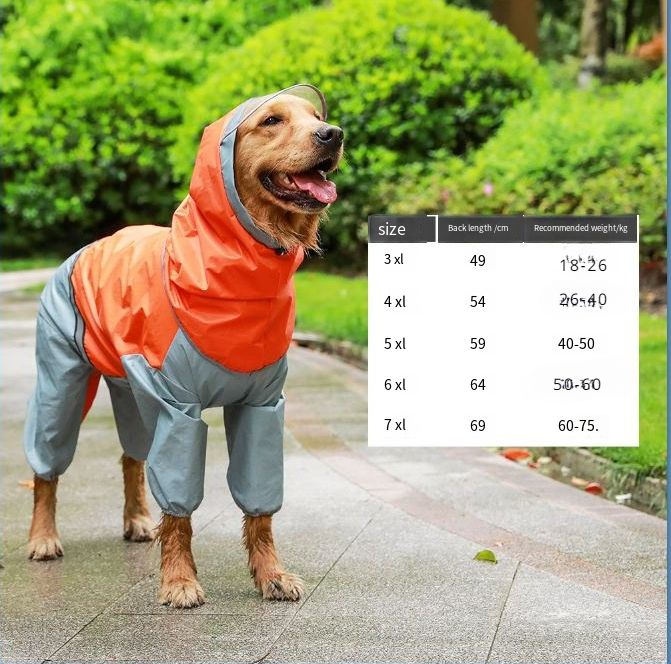 Poncho Imperméable À Capuche Pour Chien Et Chat,Fournitures Pour Animaux De Compagnie,Coupe-Vent,Imperméable,Tout Immersion,Pluie,Extérieur,Grand,Moyen,1 Pièce - Type Orange-4xl