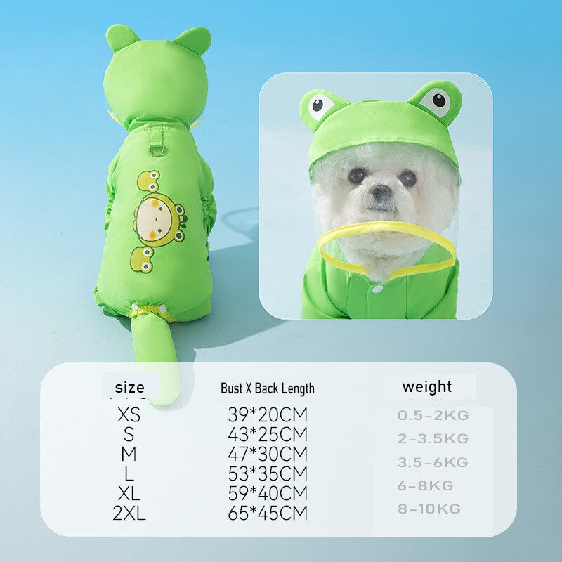 Poncho Imperméable Pour Animaux De Compagnie,4 Pattes,Tout Compris,Laisse Pour Chat Et Chien,Fournitures Pour Animaux De Compagnie,1 Pièce - Type Green-Xxl