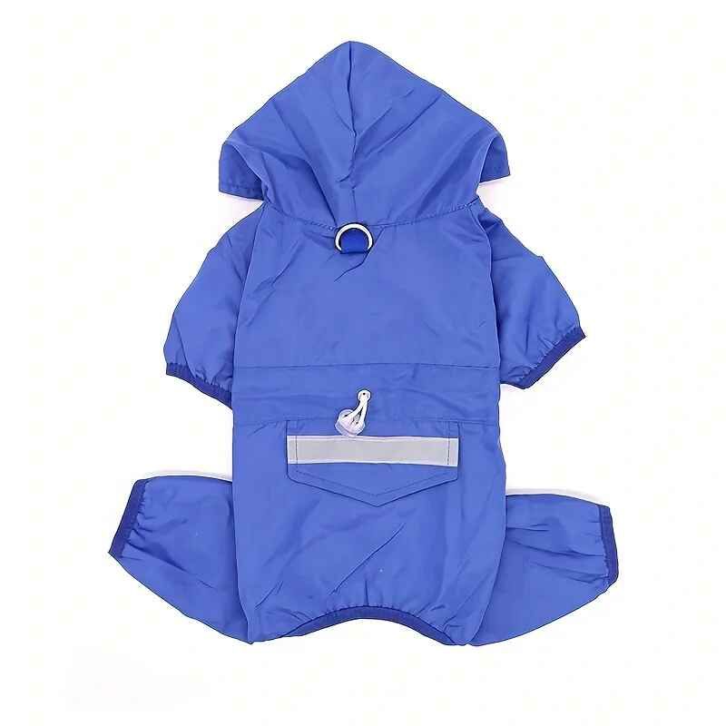 Imperméable À Capuche Avec Anneau En D Pour Chiens,Vêtements Pour Chiots,Fournitures D'extérieur Pour Animaux De Compagnie - Type Bleu-Xxl