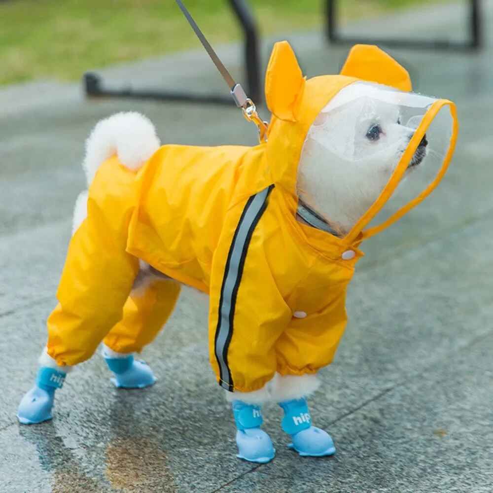 Veste De Pluie Imperméable En Forme D'ours Pour Chien,Couverture Complète Du Corps,Chapeau Coulé,Double Couche,Capuche,Mignon,Everak,Chiot - Type Yellow Bear-Xl