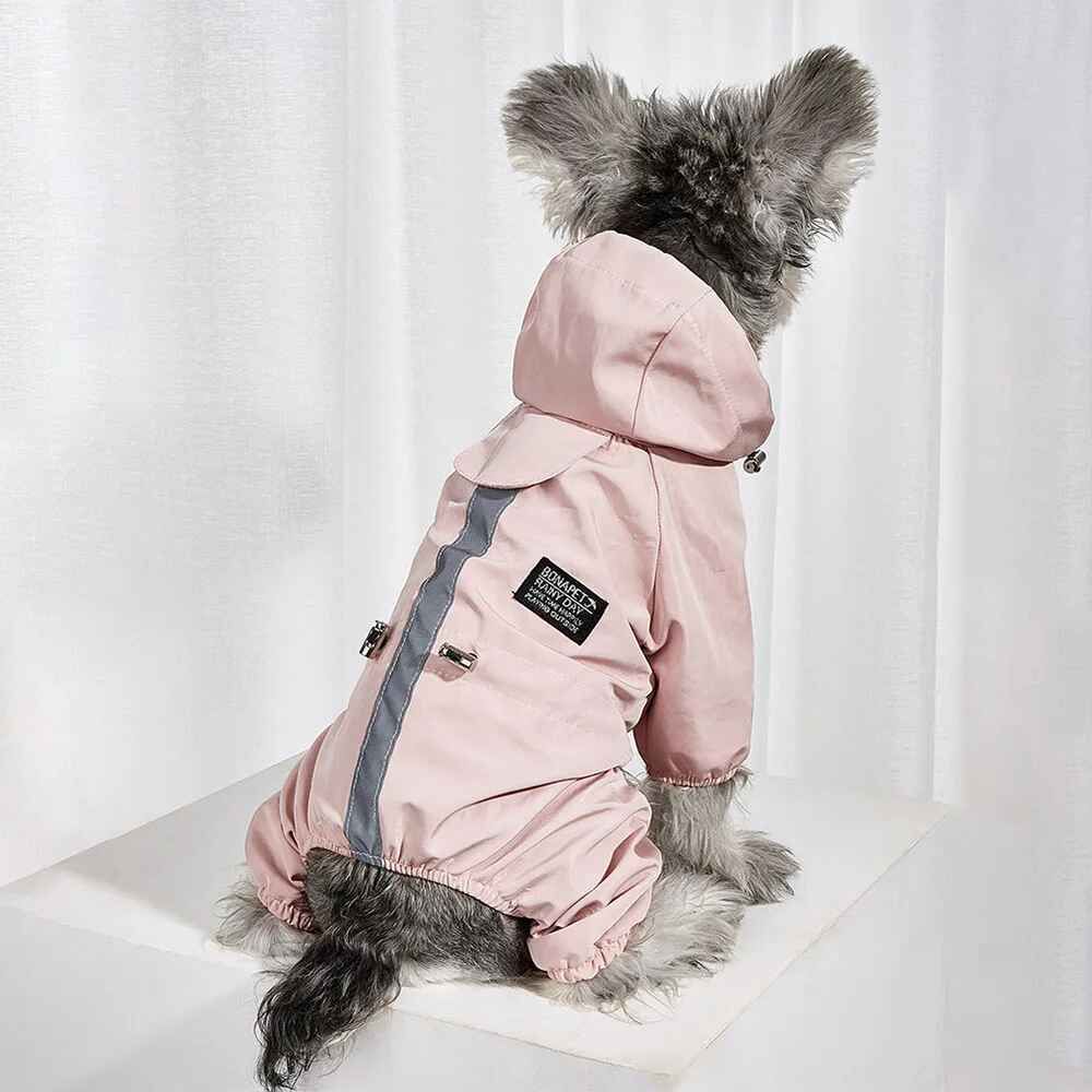 Imperméable À Capuche Pour Animaux De Compagnie,Combinaison Imperméable,Vêtements D'extérieur Pour Chiots,Chihuahua,Yorkshire,Petits Et Moyens Chiens - Type Rose-S