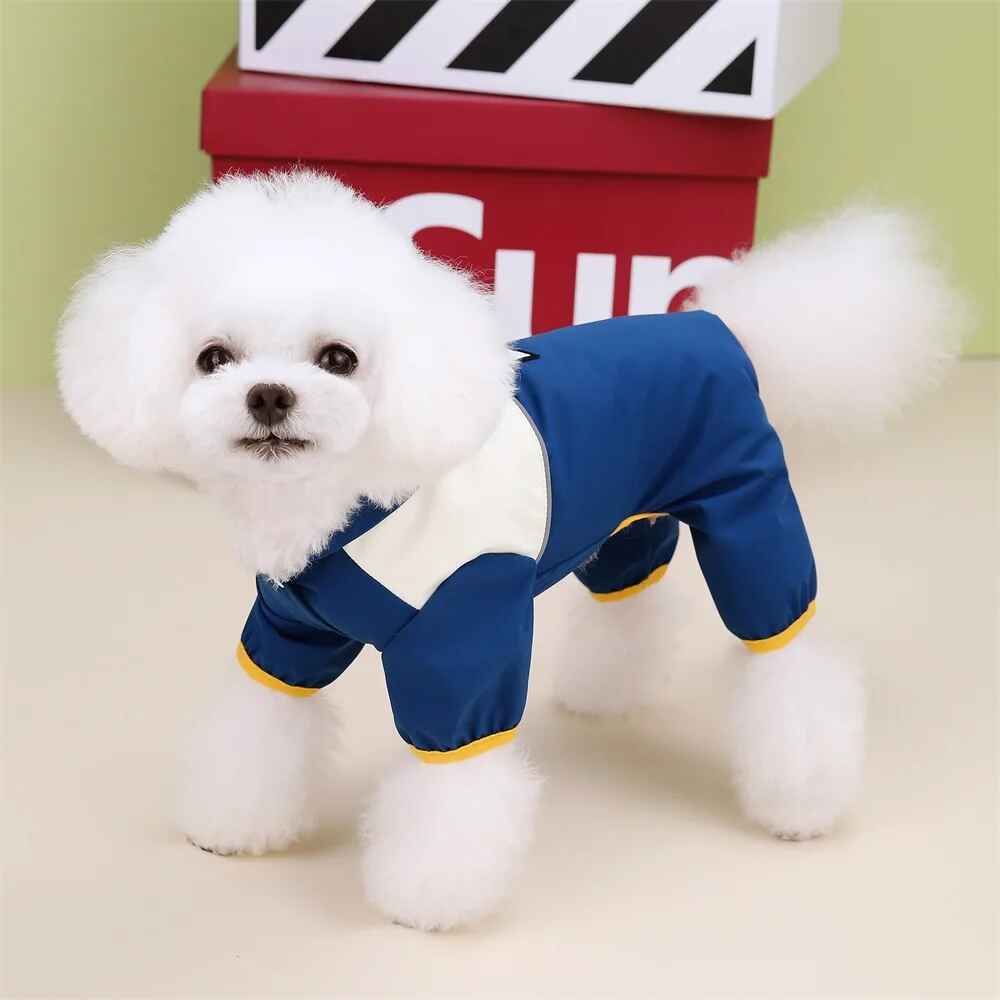 Imperméable À Capuche Pour Chien De Compagnie,Vêtements Imperméables,Petit,Moyen,Animal De Compagnie En Déclin,Bouledogue,Chihuahua - Type Blue-L #A
