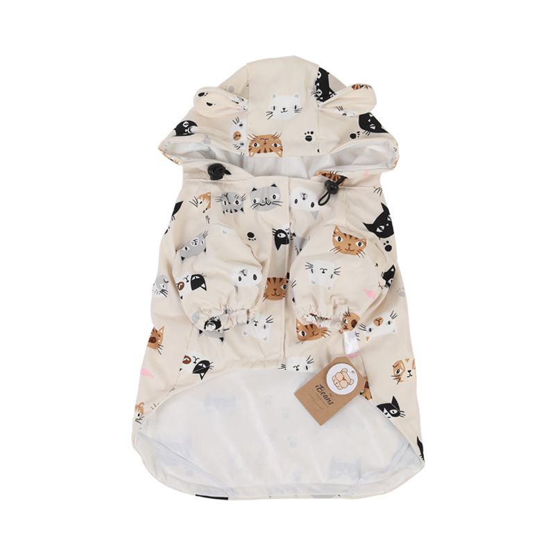 Vêtements De Pluie Imperméables Pour Animaux De Compagnie,Motif D'ours Mignon,?uvres D'art De Pluie,Saison De La Pluie,Capuche,Jambes Respirantes - Type Cat Pattern-S