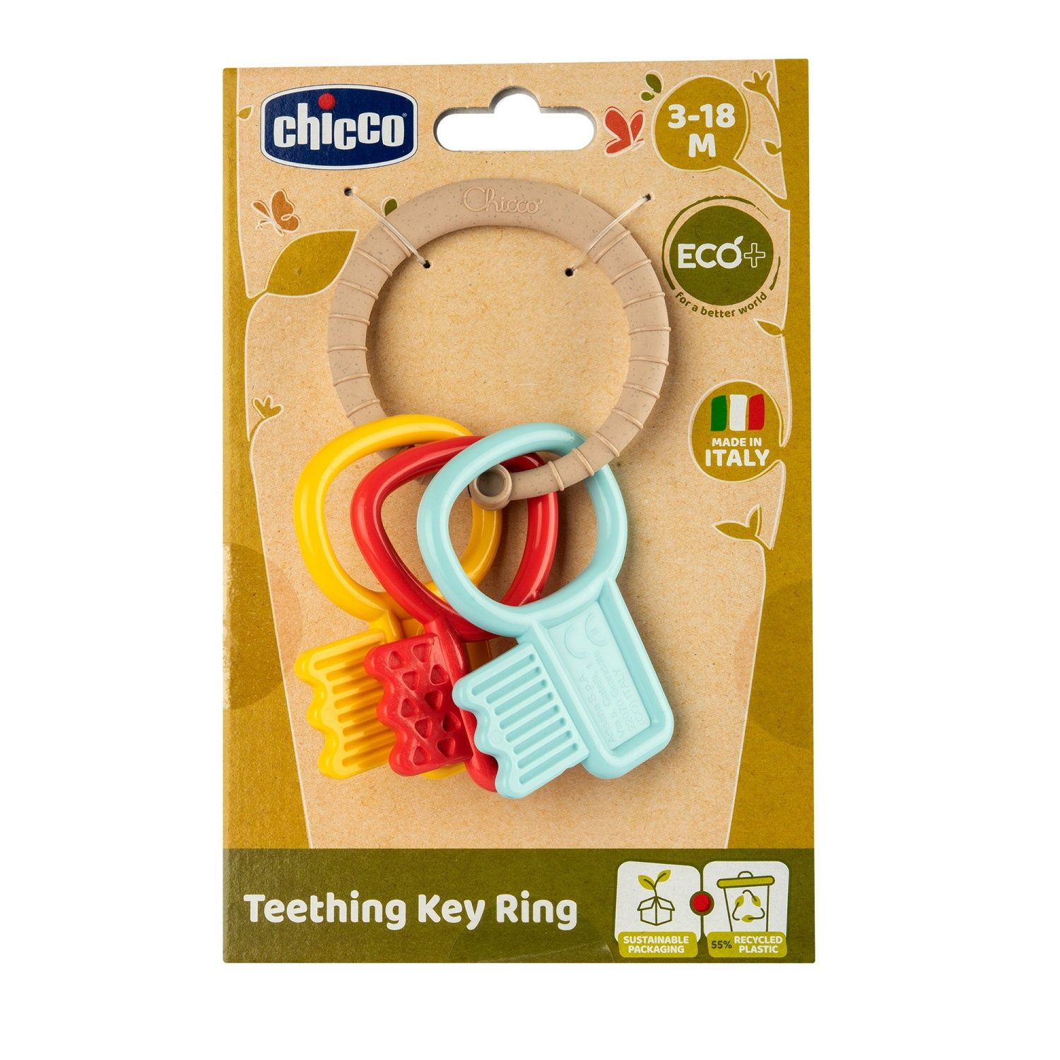 Chicco Hochet Clés Colorées Ecoplus porte clés en plastique recyclé trousseau de clés colorées facile à tenir et léger expérience tactile et stimulation de la gencive 3 - vue 3