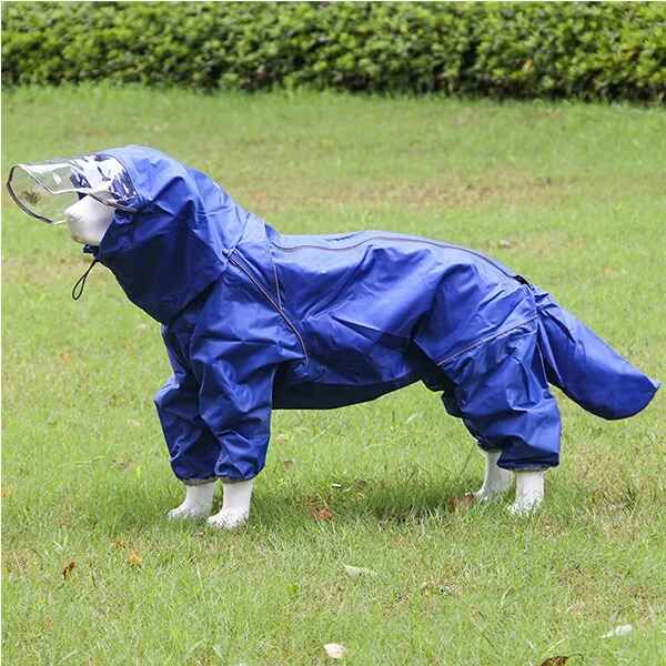 Imperméable Pour Chien De Compagnie À Couverture Complète Pour Les Grandes Étudiés,Équipement Imperméable Avec Capuche Et Queue Pour Golden Retriever Et Samoyeds - Type For 35-45 Pounds #F